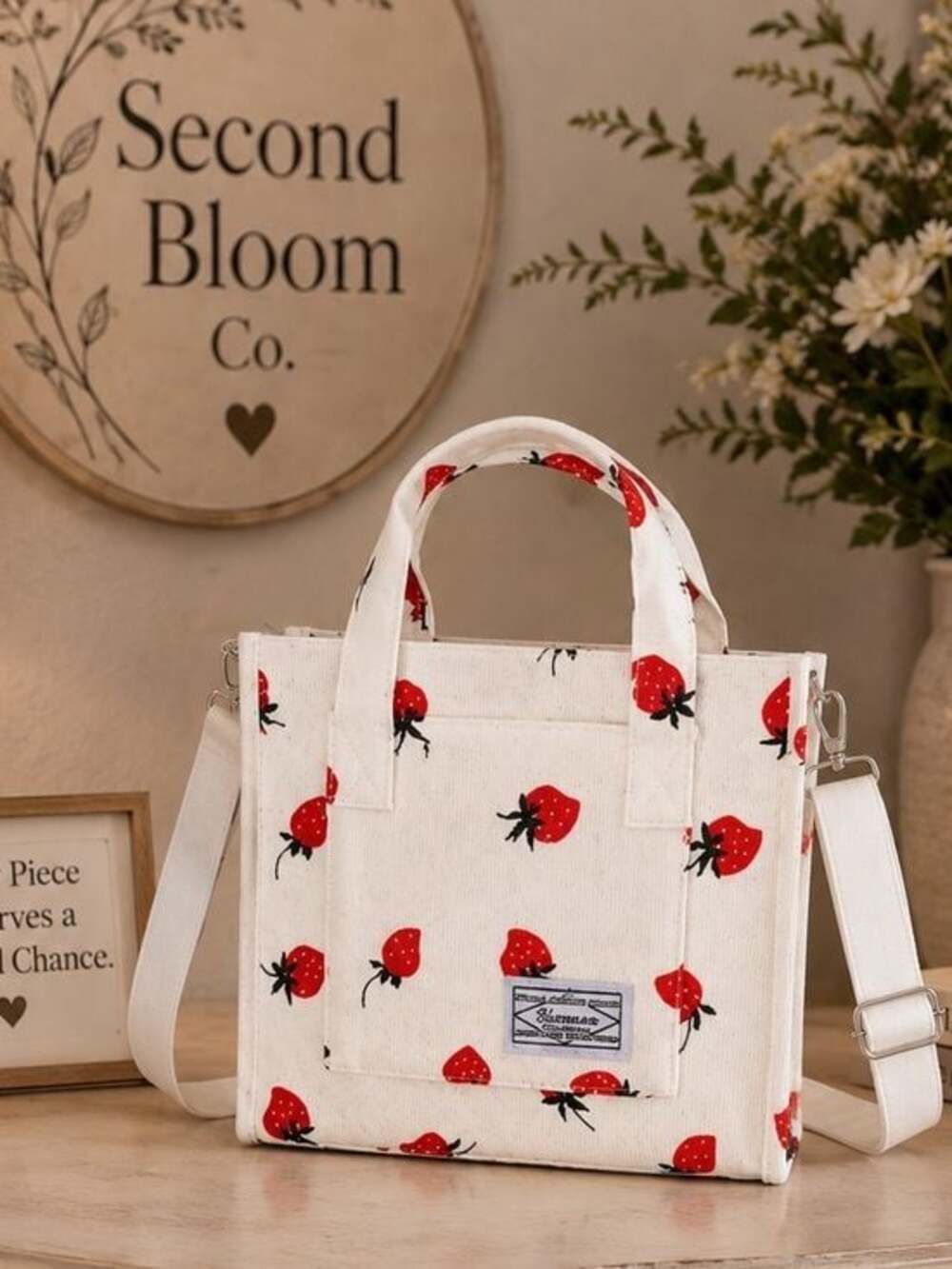 Strawberry Print Mini Tote Bag Crossbody Shoulder Bag NWT 🍓